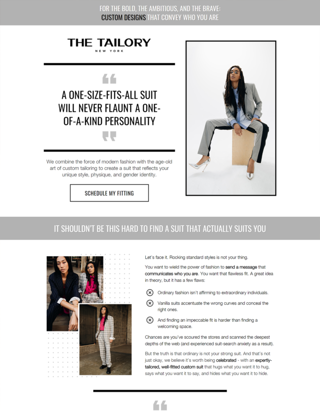 The Tailory NYC funnel