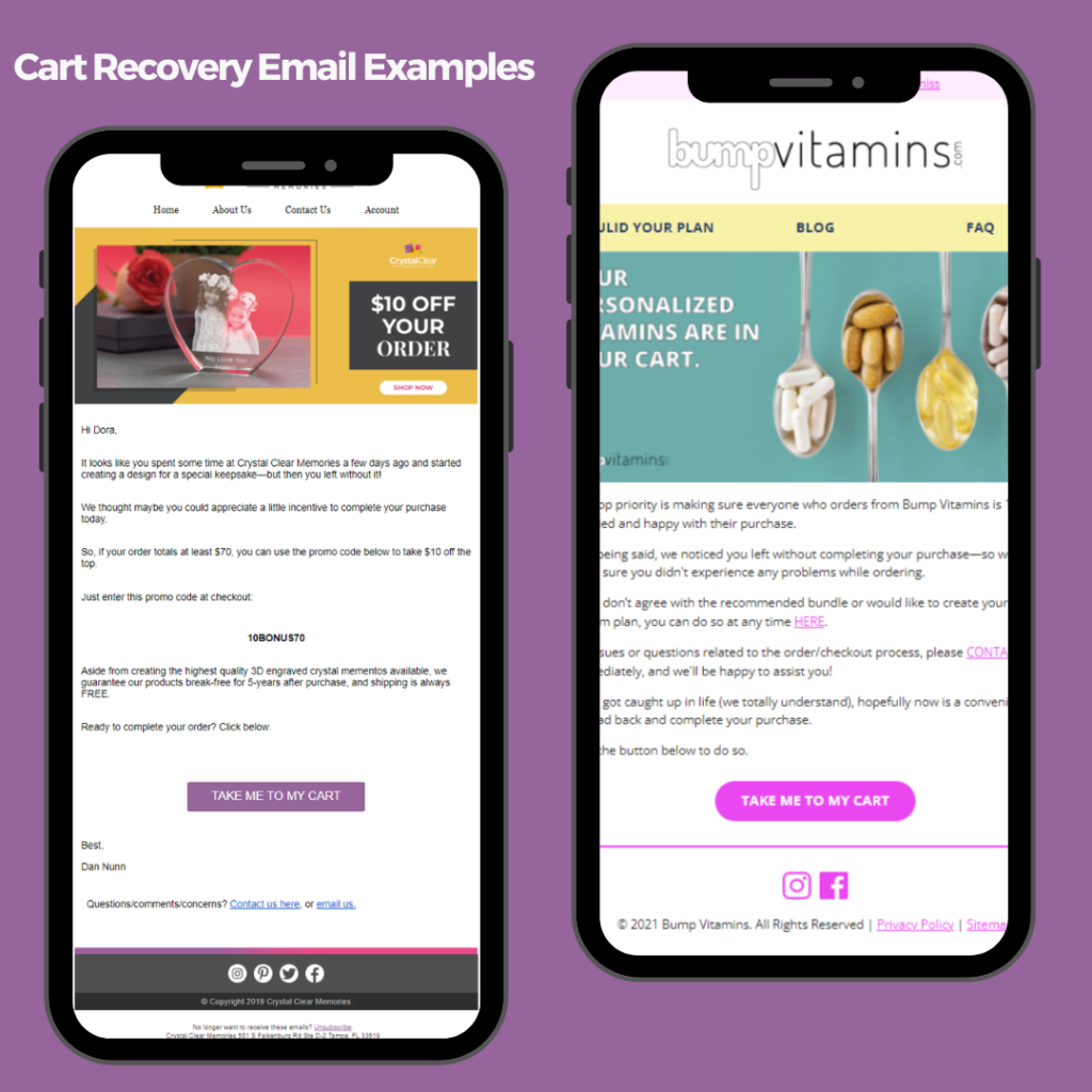 Cart recovery examples 3